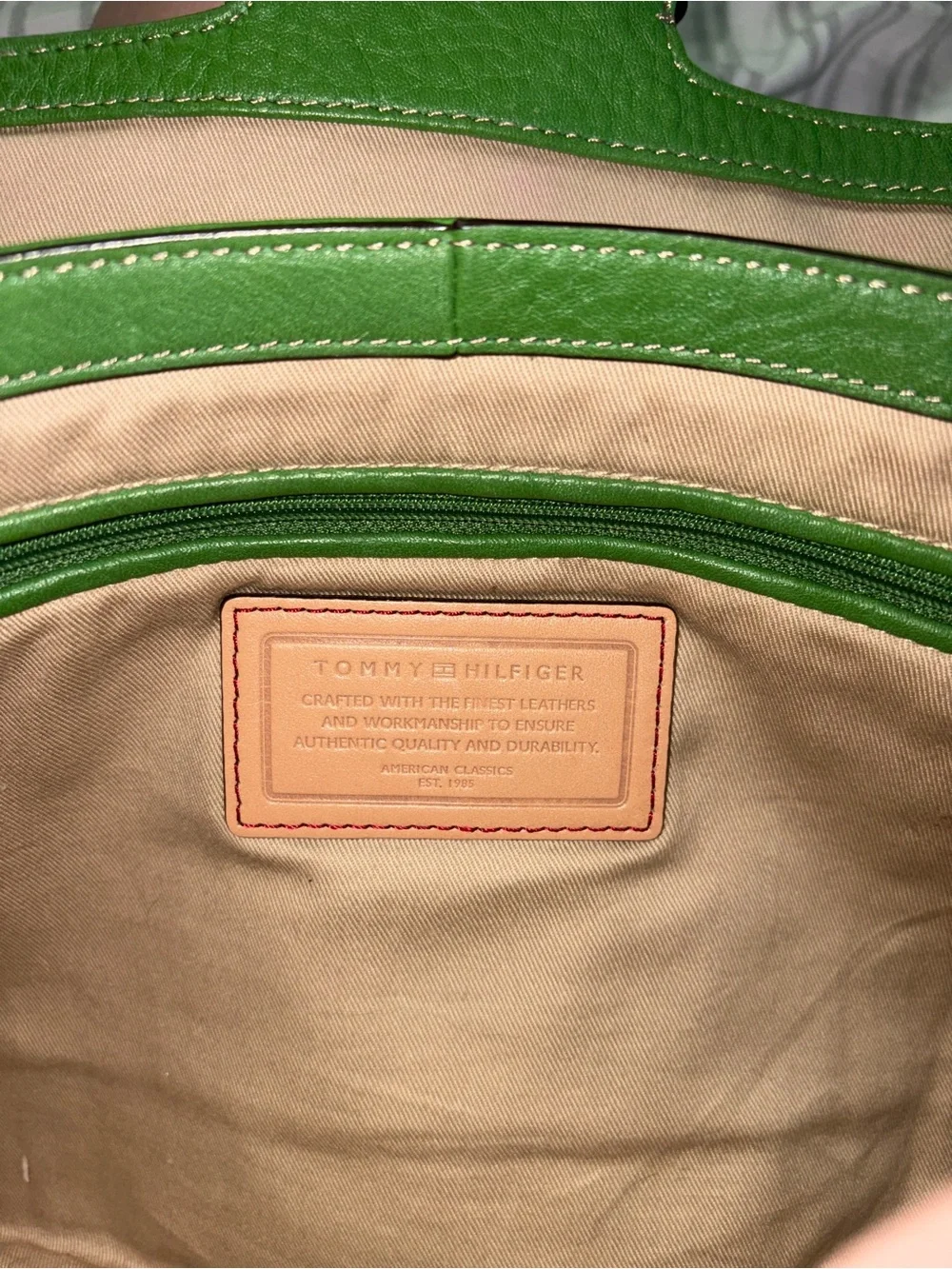 Tommy Hilfiger Lime Green Pebbled Leather Fold-Over Clutch with Tassel